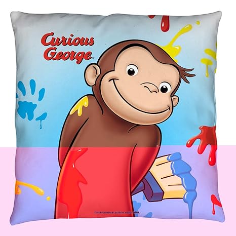 Curious George Paint Throw Pillow 18x18 White Amazon Co Uk