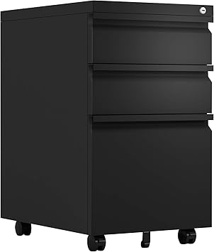 Amazon Com 3 Drawer File Cabinet Merax Mobile Metal Pedestal Filing Cabinets With Key Lockable File Organizer For A4 Legal Letter Size Files 5 Rolling Casters Fully Assembled For Home Office Business Black