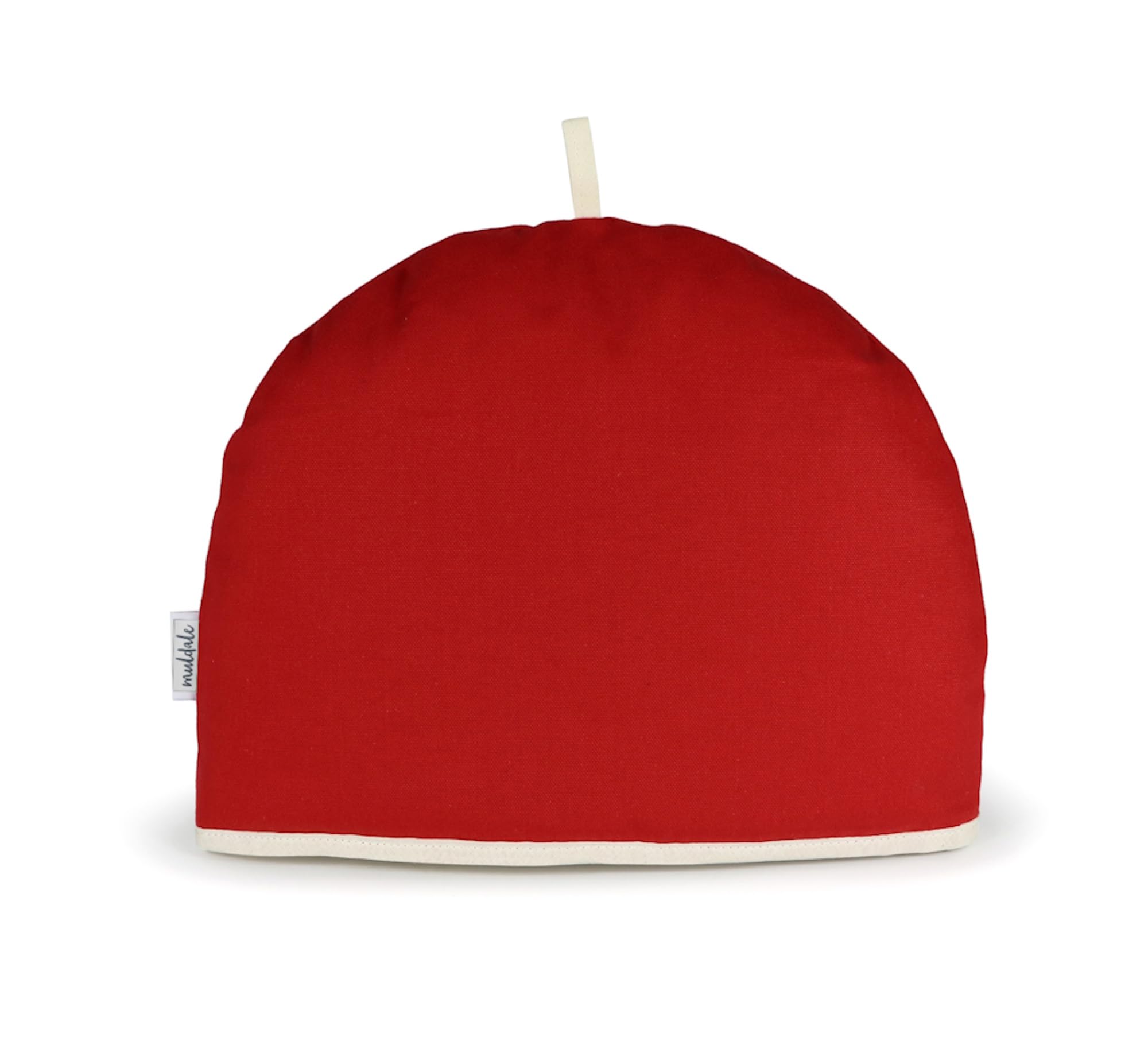 Muldale Red Tea Cosy for Teapot Large - Insulated 100% Cotton Extra Thick Wadding - Designed in England - Tea Cosy Covers Fit 1 to 6 Cup Neutral Textiles