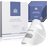 MAVENI Bio-Collagen Face Masks, Real Deep Collagen Mask, Vitality-Fill Deep Hydrates, Facial Hydrogel Masks | TikTok Trend Items | Korean Skin Care (4 Count (Pack of 1), Collagen Mask)