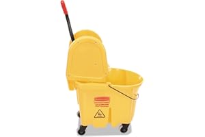 Rubbermaid Commercial Products WaveBrake 35-Quart Down Press Bucket and Wringer, Yellow