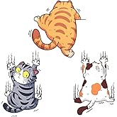 FSTURIOS 3PCS Scratch Cat Vinyl Car Sticker, Three Climbing Cats Funny Bumper Decal for Scratch Cover, Cute Pet Cat Sticker Personalized Window Decor for Auto Truck Motorcycle (Large)