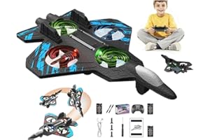 Skyriders Rc Jet,RemoteControl FighterJet for Kids,Rc Stunt Fighter Jet Toy with 360° Flips & LED Lights, Christmas Remote Co