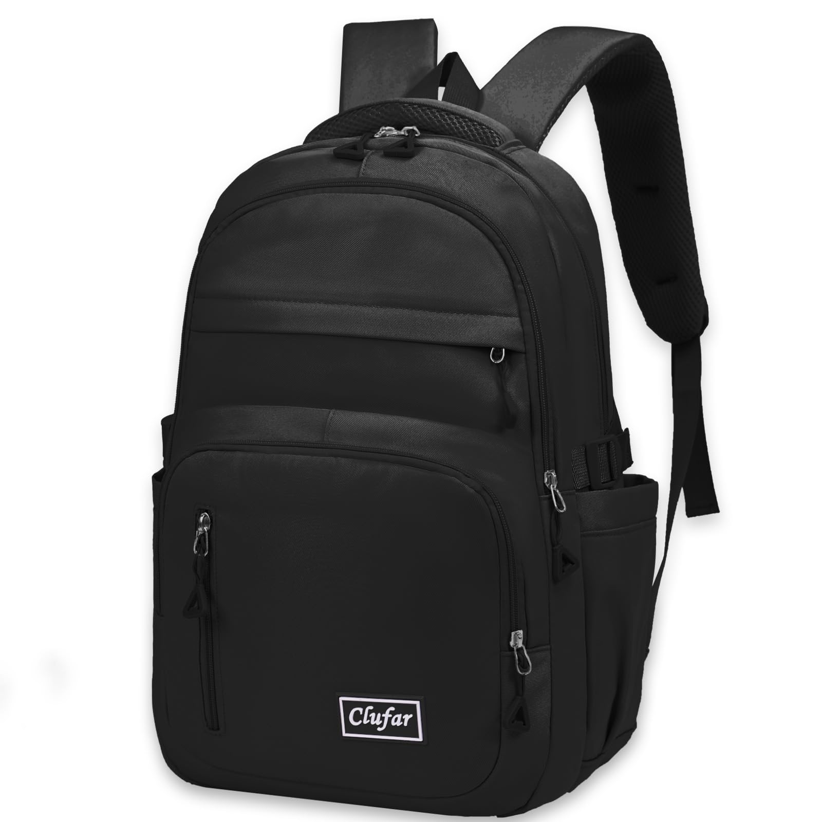 Clufar Schulrucksack Teenager Jungen Schwarz Leicht Schulranzen Jungen 5 Klasse Wasserdicht Multi-Tasche Schultasche Mädchen Laptop Rucksack Schule Schoolbag Komfortabel Backpack Black
