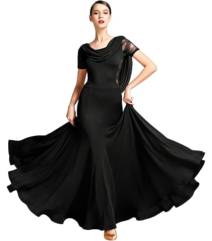 Amazon.com: ZX Women's Ballroom Dance Dress Lace Short Sleeve Long