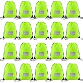 CODOBON 20 Pcs Drawstring Bags,Bulk Draw String Backpack, Cinch Bag Sackpack for Travel Gym Sport, Fluorescent Green