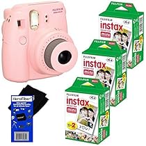 Fujifilm Instax Mini 8 Instant Film Camera (Pink) + Fujifilm Instax Mini Instant Film (60 sheets) + HeroFiber Ultra Gentle Cleaning Cloth