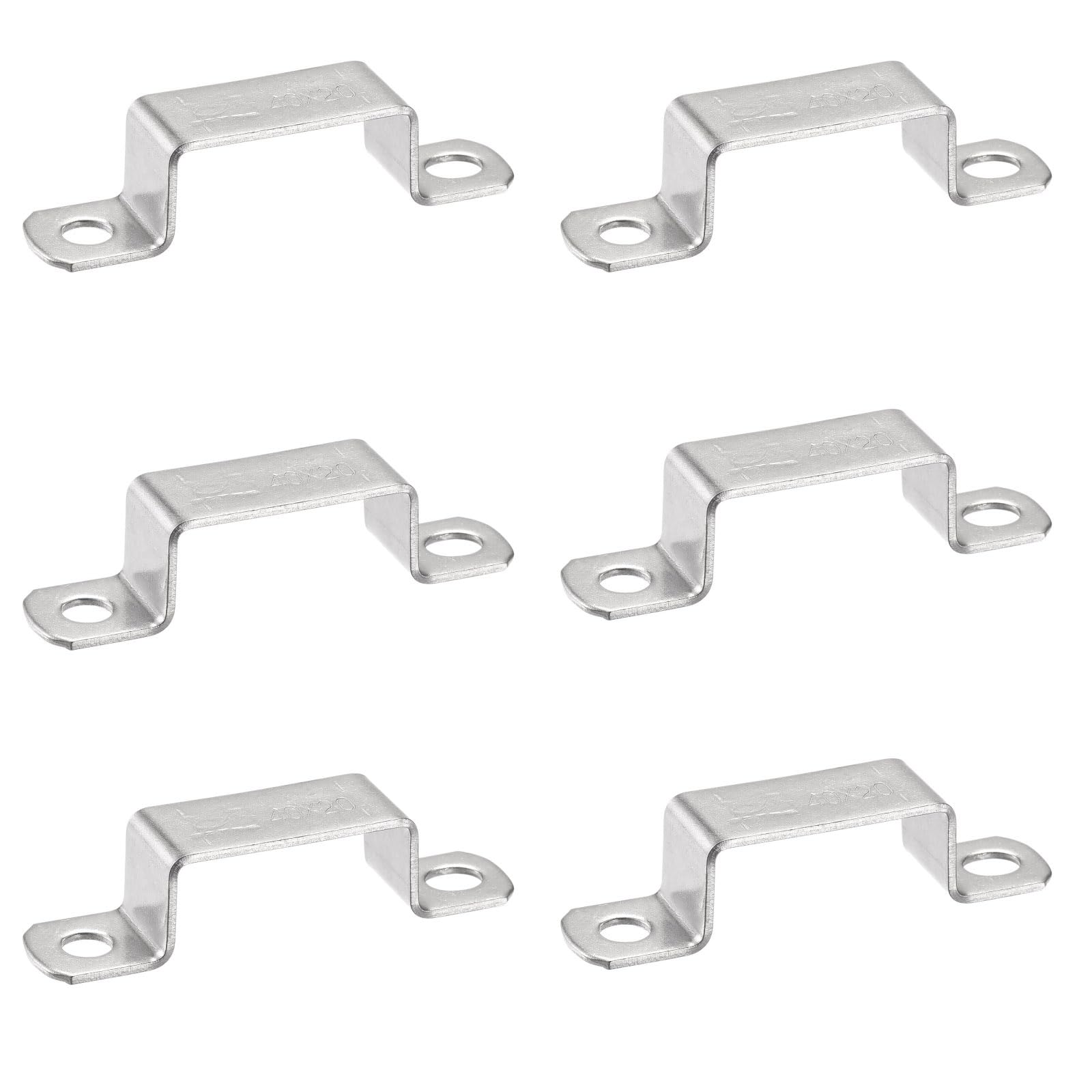 TOP-VIGOR 6Pcs U Shaped Connector Bracket 18 x 41.5mm 304 Stainless Steel for Door Closed Bar Holder Strut Channel and Fixing Tube Pipe Wire