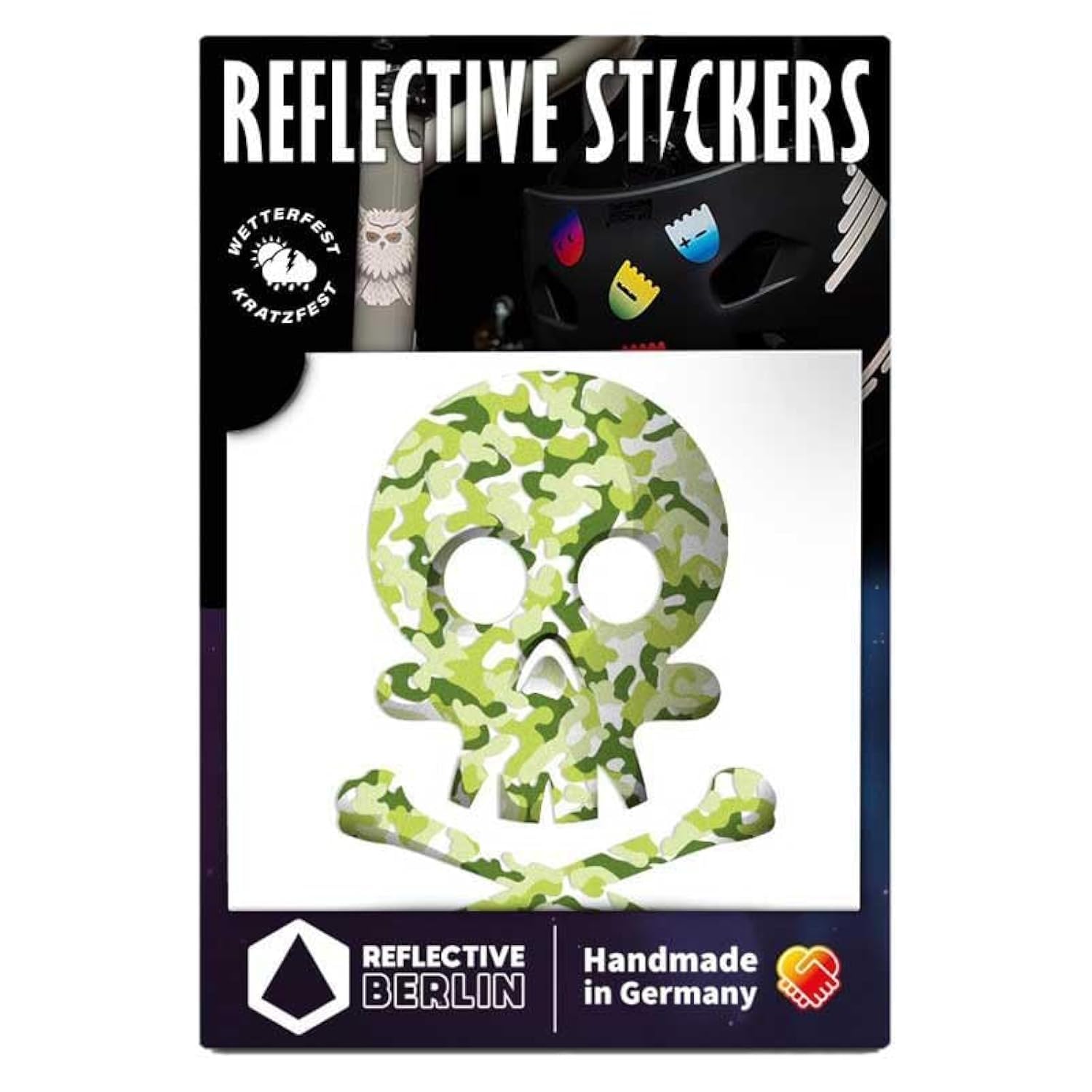 Reflective Berlin Unisex - Adult Decals Reflective Stickers, Skull Camo, One Size