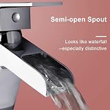 Funime Basin Taps Mixers with Pop-up Waste Chrome Square Monobloc G1/2 Hoses view 3