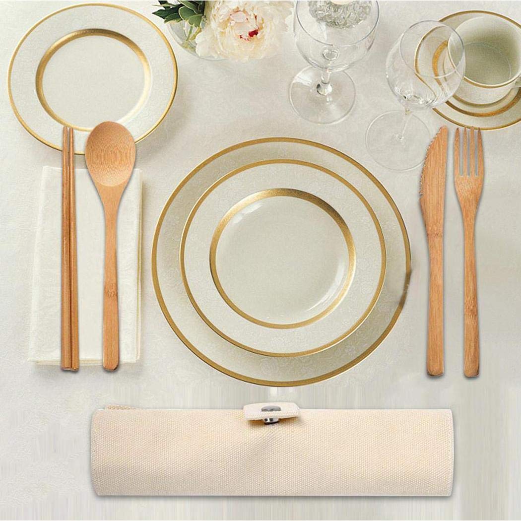 yiyioi 8pcs Portable Home Bamboo Cutlery Set Outdoor Tableware Set Mixed Cutlery Sets