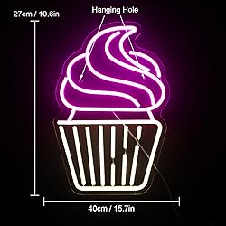 FAXFSIGN Cupcake Neon Sign Led Pink Warm White Neon