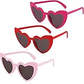 KICOSY 3PCS Valentine's Day Glassess for Women, Red & Pink Heart Shaped Sunglasses for Galentine's Day, Bid Day, Bachelorette Party & Daily Stylish Looks