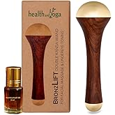 HealthAndYoga™ BronzLift Kansa Wand - Both Side Bronze Cap - Added Beauty Face Oil Vial - Ayurveda Face Yoga Beauty Tool - Facial, Neck & Under-Eye Massage – Toning and Sculpting (Double Dome)