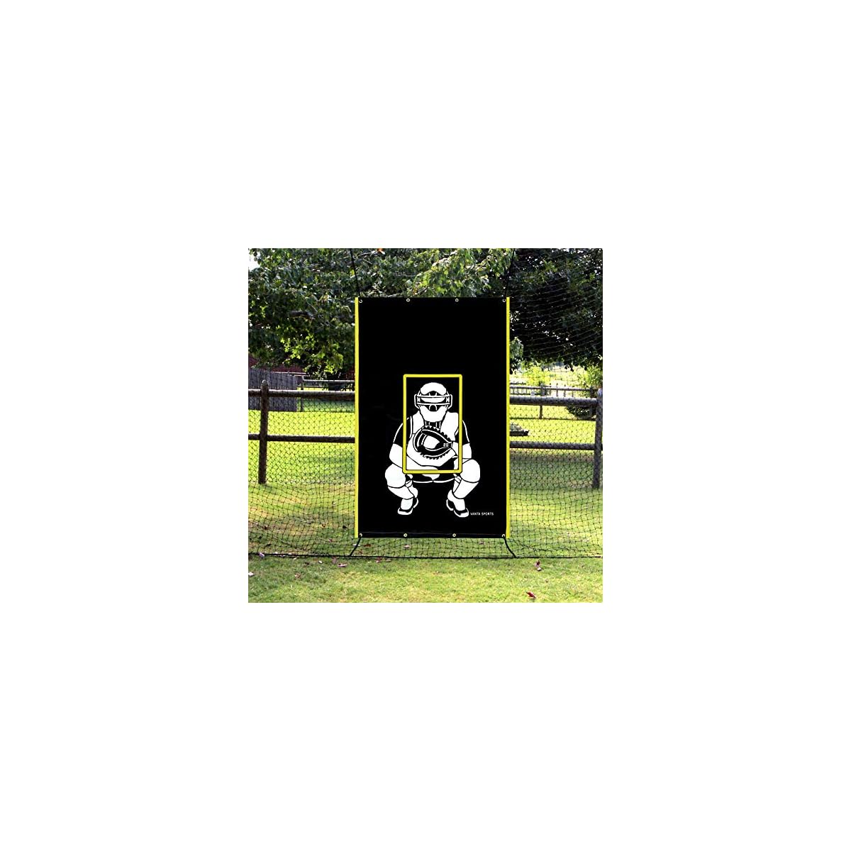VANTA SPORTS 4’x6′ Vinyl Backstop with Strike Zone and Catcher Image
