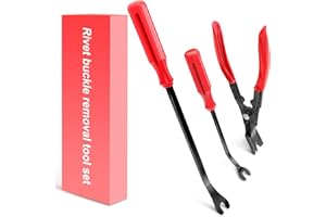 EldHus Clip Pliers Trim Removal Tools - 3 Pack Car Removal Tool Set to Remove Rivets Fasteners Push Pins, Clips Puller Kit for Door Dash Dashboard Panel Body Repair Tools, Red