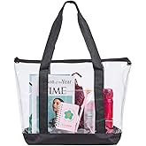 Large Clear Tote Bag, Fashion PVC Shoulder Handbag for Women, Clear Stadium Bag for Security Travel,Shopping,Sports and Work