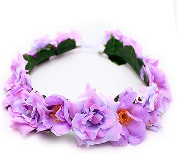 Amazon 花かんむり 花冠 バラ 花かんむり 紫 ヘッドドレス ハワイアン ウエディング ドレス花冠 Fhkan076pe カチューシャ ヘアバンド 通販