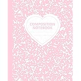Composition Notebook College Ruled: Aesthetic Cute Pastel Pink Hearts Composition Notebook Marble Journal for School, College, Office or Work