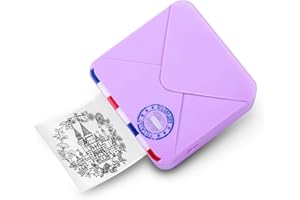 MEMOQUEEN Phomemo M02S Bluetooth Printer, Mini Thermal Pocket Printer Compatible with iOS & Android Phone, 300DPI Wireless Connection, 15mm,25mm,53mm Print Size Apply to Office, Home, Study, Gift - Purple