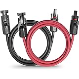Kimbluth 10 AWG Solar Extension Cable 5FT Black + 5FT Red, Ultra Solar Panel Wire Male to Female Tinned Copper Wire for Solar
