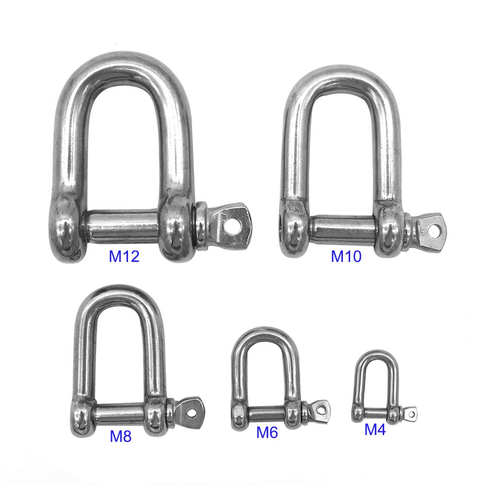 POFET 10Pcs M6 316 Stainless Steel D Ring Shackle Lock,Shackle Chain Buckle Lifting Shackle,for Heavy Duty Construction Marine Shackles,Vehicle Recovery, Hauling - Image 5