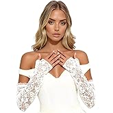 SAWINDA Long Lace Gloves Bridal Arm Sleeves Stretchy Fingerless Floral Gloves For Wedding Dance Tea Party Costume Accessories