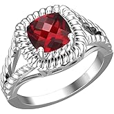 Belinda Jewelz Women 925 Real Sterling Silver 8 mm Halo Cushion Gemstone Ring