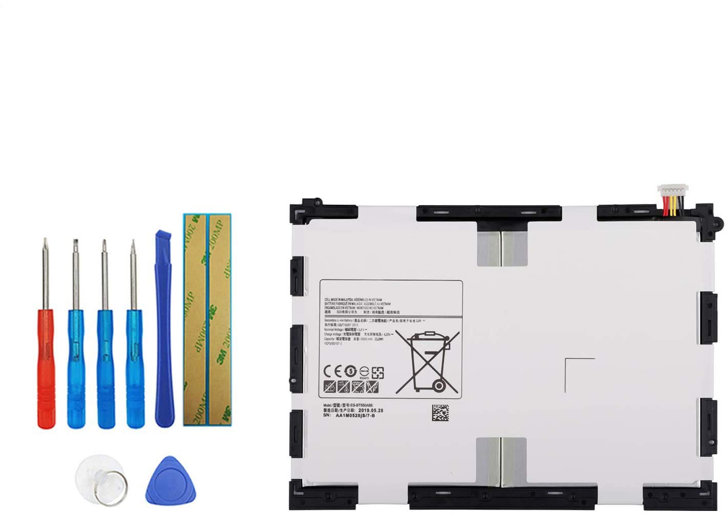 AKKEE EB-BT550ABE Tablet Battery for Samsung Galaxy Tab A 9.7 Inch SM-T550 SM-P550 SM-T555C SM-T555 SM-P351 SM-P555 Series EB-BT550ABA 3.8V 22.8Wh 6000mAh with Tools