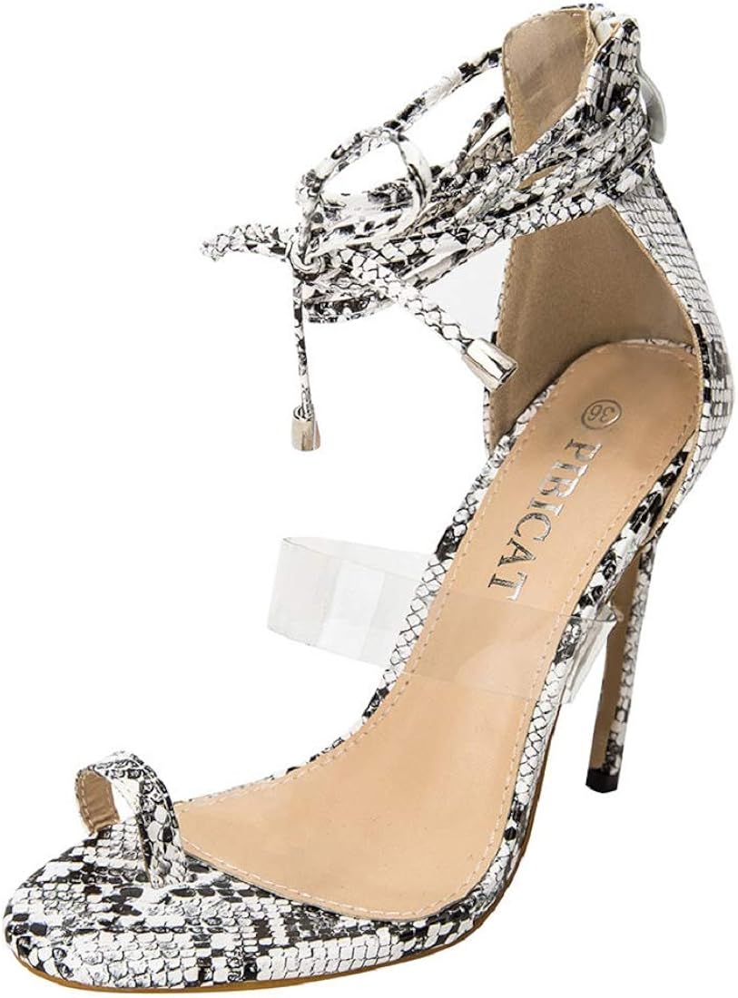 clear strap lace up heels