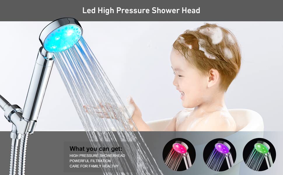 KAIREY Led Shower Head 7 Color Light Change Automatically Handheld