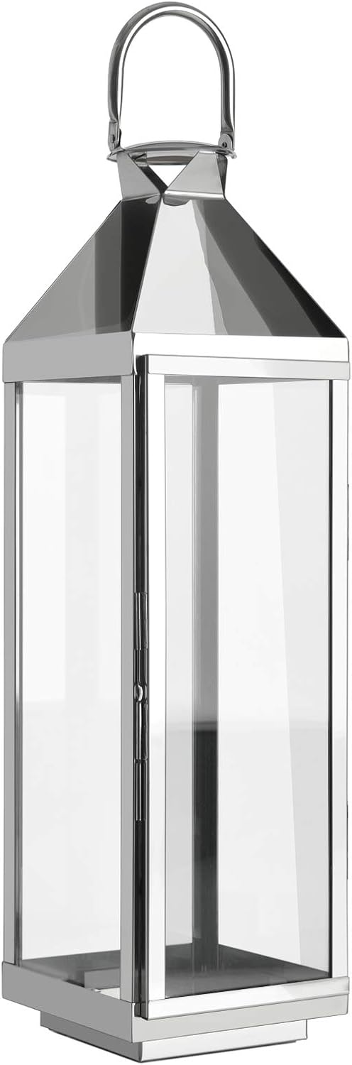 home + Laterne aus Edelstahl - Rostfrei, wetterfest - in verschiedenen Größen (spitz), Größe:Groß (70cm)