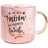 VILIGHT First Time Grandma Gifts - Promoted to Grandma Mug Pregnancy Announcement for New Grandma - Pink Marble Coffee Cup 11.5 Oz