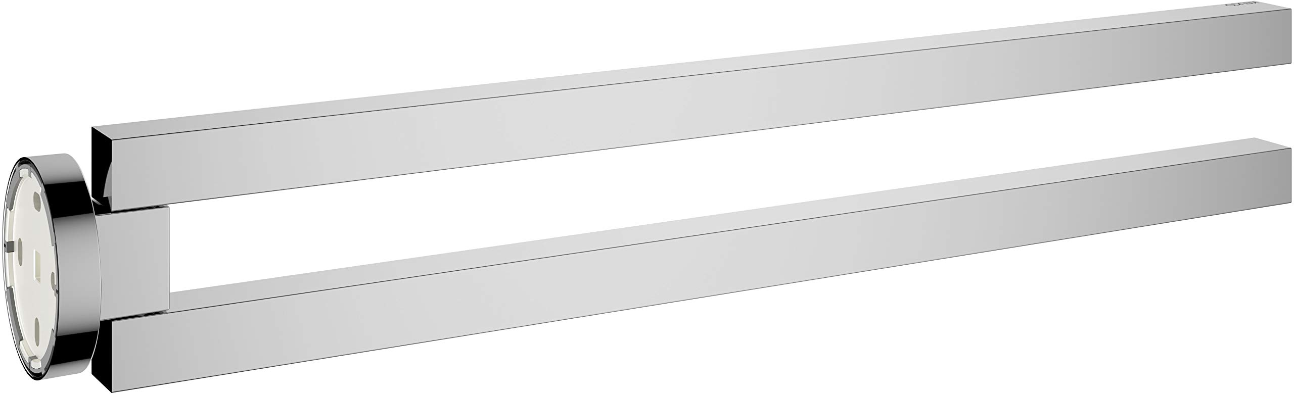 Keuco Metal Towel Rail High Gloss Chrome Plated Two Arms Swivel 45cm Deep for Bathroom and Guest Toilet Wall Mounted Edition 90