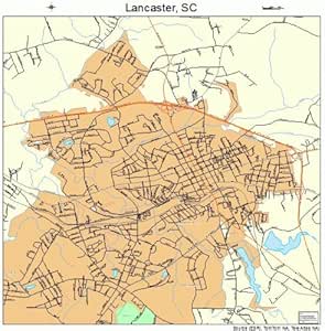 Amazon.com: Large Street & Road Map of Lancaster, South Carolina SC 
