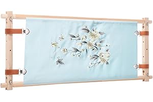 PATIKIL Needlepoint Embroidery Tapestry Scroll Frame, 33"x12" Beech Wooden Cross Stitch Frame Holder Quilting Hoop Stand Stit