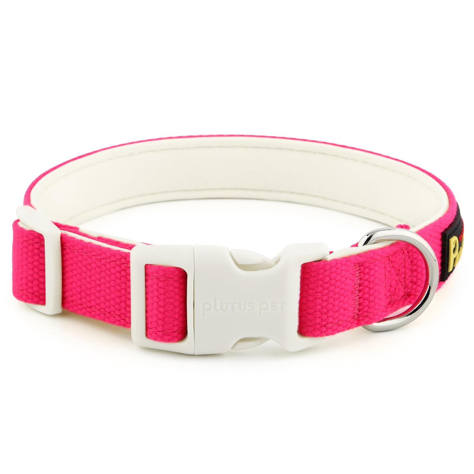 Plutus Pet Cotton Dog Collar, Heavy Duty Collar with Soft Padding, Adjustable and Comfortable for Small Medium and Large Dogs, Hot Pink, S