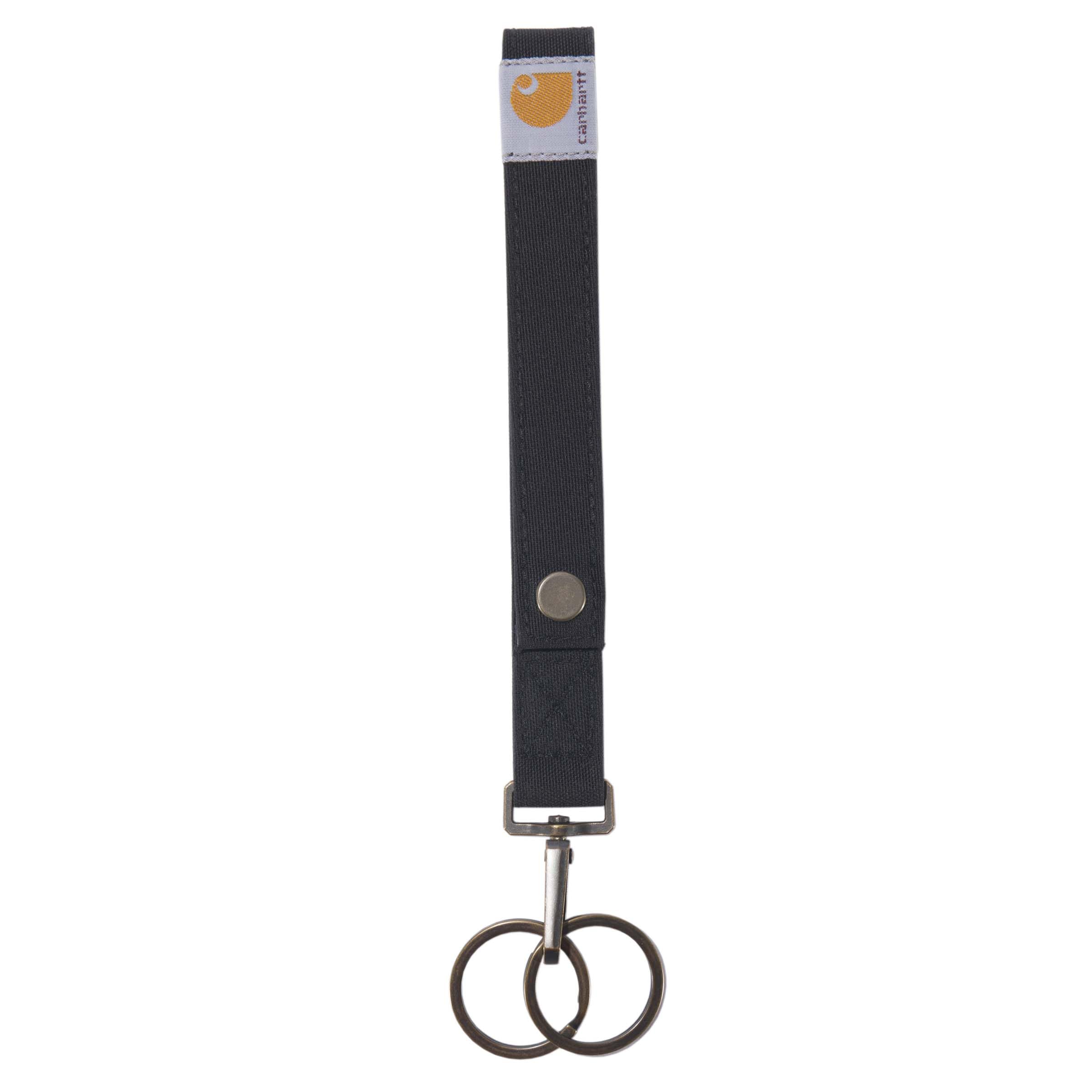 Carhartt Nylon Duck Wrist Lanyard, Water-Repellent Nylon Key Lanyard with Swivel Clip and Split Key Rings, Black