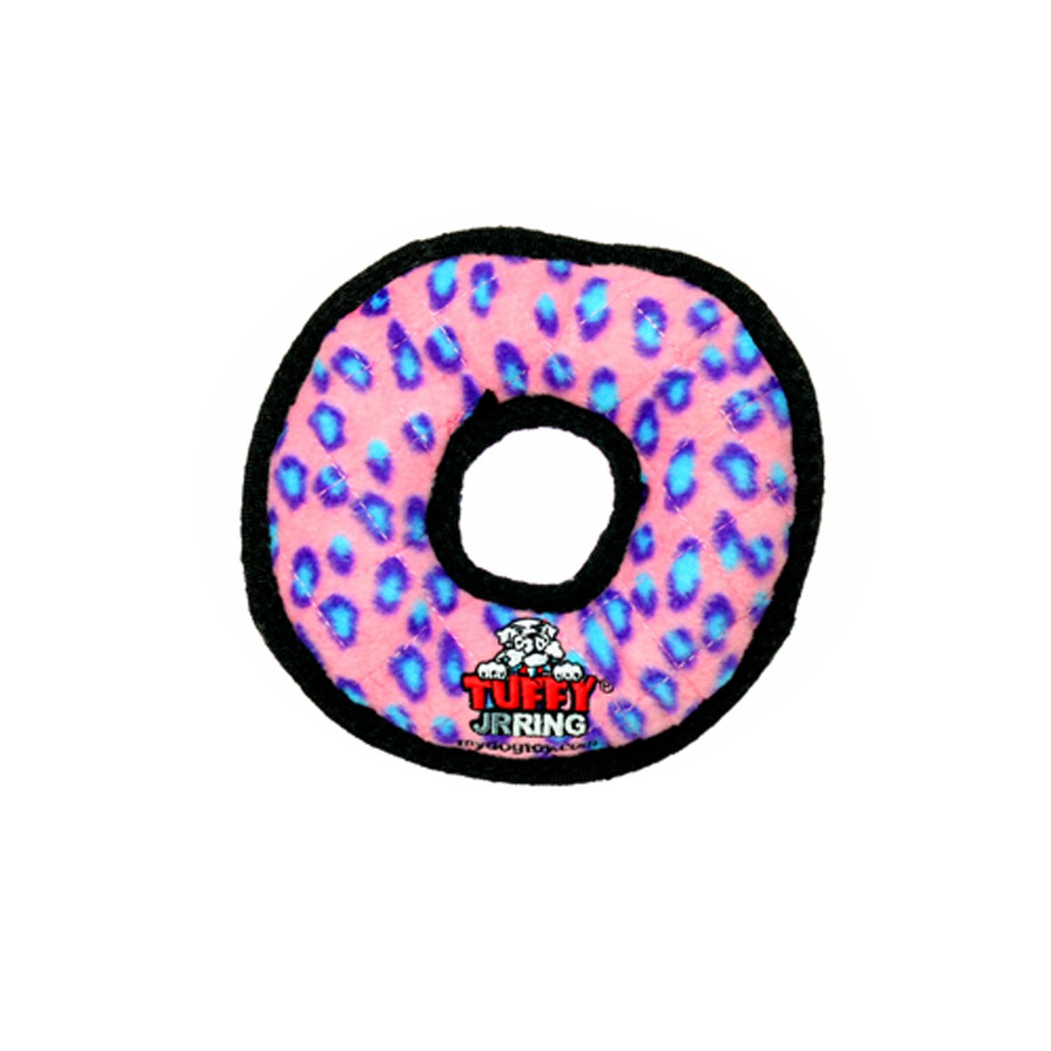 Tuffy Junior Ring Leopard Print Dog Toy, Pink