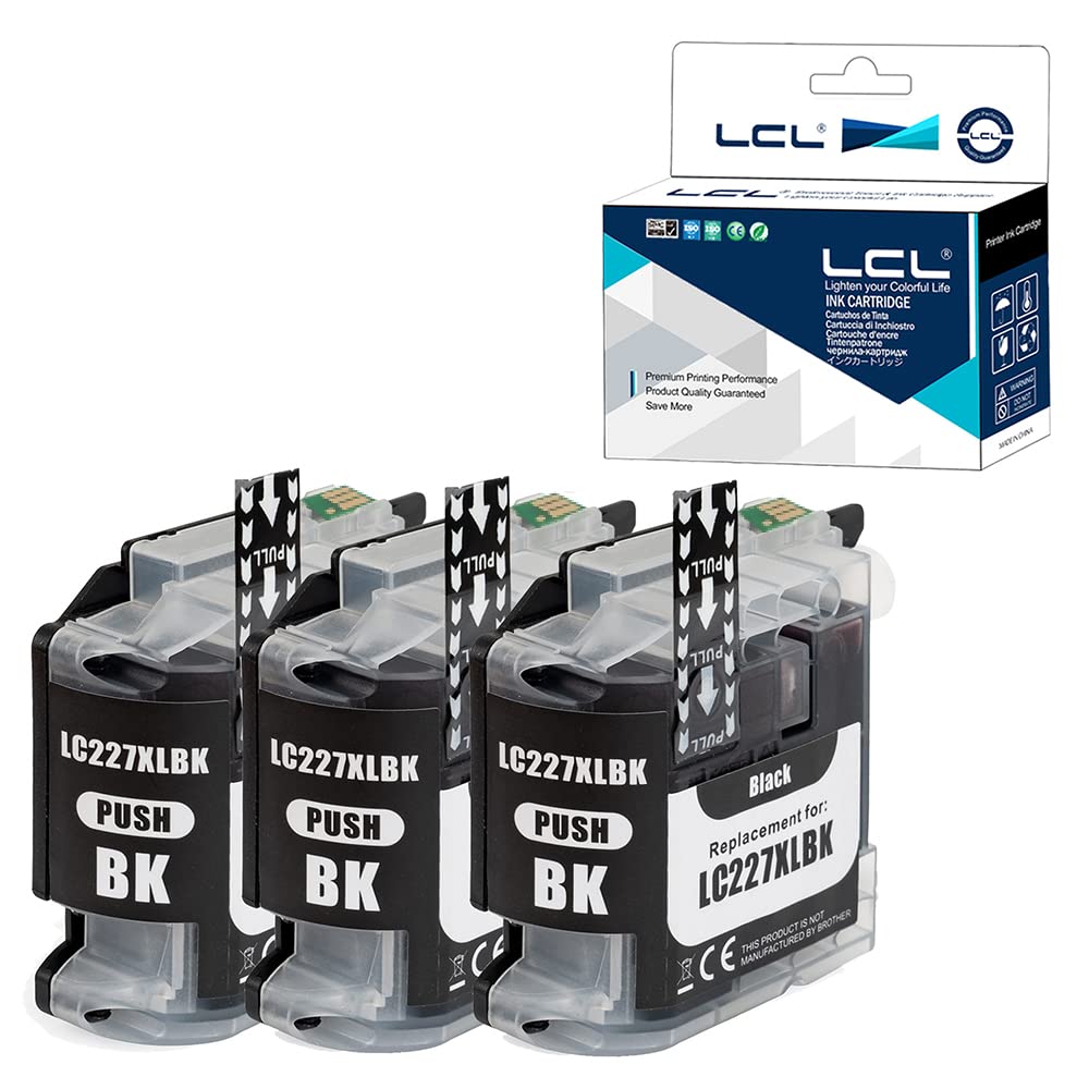 LCL LC227XL Ink Cartridge Replacement for Brother LC227 LC227XL LC227XLBK LC225 LC225XL for MFC-J4420DW J4620DW J4625DW DCP-J4120DW (3 Black)