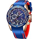 Lige Men's Watch Fashion Waterproof Silica Gel Chronograph Luxury Business Analog Quartz Watches Classic Black Belt Date Cale