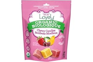 Lovely Candy Co. Organic Chewy Candies 8oz Bag (1-pack) | Natural Strawberry, Lemon & Cherry Flavors | Vegan, Gluten Free, Non-GMO, No Artificial Ingredients, Individually Wrapped, Perfect for Easter!