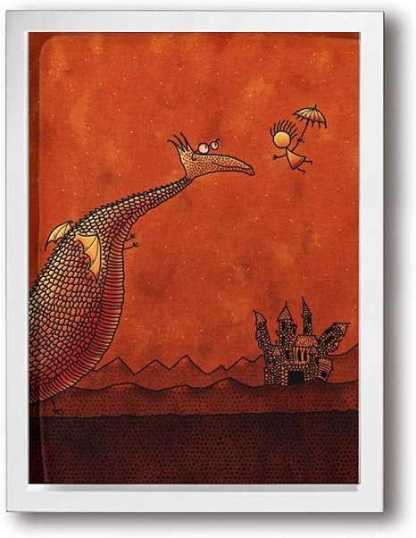 Amazon Co Jp 壁アート フライドラゴン 子供と遊び 玄関に飾る絵 キャンバス絵画 インテリア フレーム 絵画 軽くて取り付けやすい 木枠付30x40 Cm ホーム キッチン