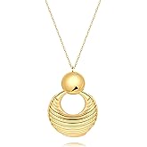 PEARLADA 18k Gold Plated Chain Long Necklace, Boho Sweater Necklace for Women, Geometric Pendant Y Necklace