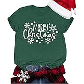 Christmas Shirts for Women Cute Snowflake Graphic Print Winter T Shirts