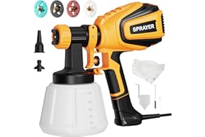 KOVDON Paint-Sprayer-700W HVLP Spray Gun, Easy to Clean, with 4 Copper Nozzles & 3 Spray Patterns,Ideal Paint Sprayer for Furniture, Cabinets, Fences, Decks, Walls, DIY Projects, etc. PB009-Y