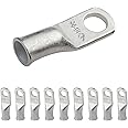 SELTERM 10pcs 6 AWG-1/4 Stud Tinned Copper Wire Lugs, Heavy Duty Battery Cable Ends,6 Gauge Ring Terminals, UL Battery Lugs Marine Grade Copper Eyelets Electrical Battery Terminal Connectors