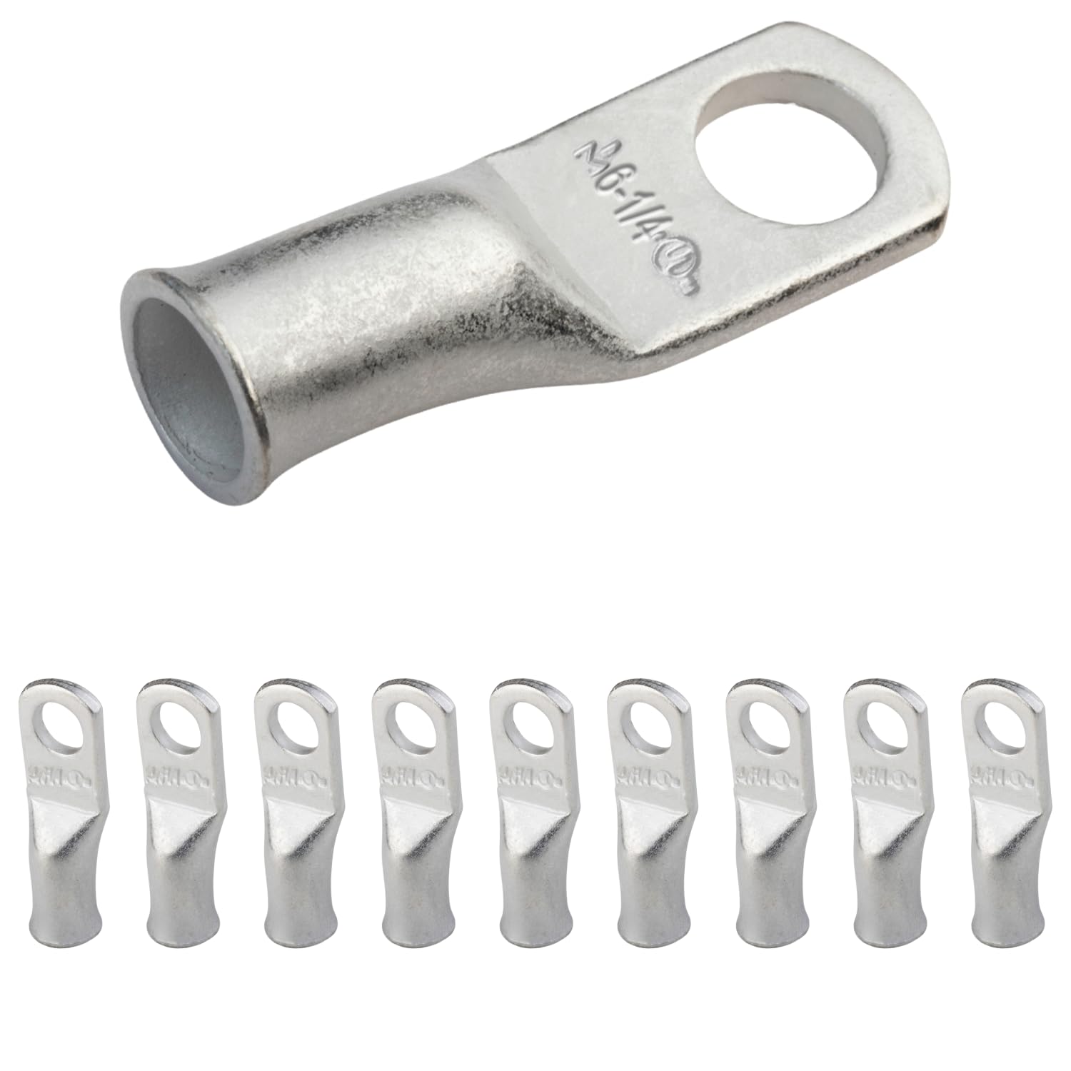SELTERM Heavy Duty Tinned Copper Lugs, 6 Awg, 1/4