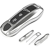 Aojezoor GT Silver Key Fob Cover Compatible with Porsche Cayenne 2018-2025 Panamera 2017-2024 911 2019-2023 Taycan 2019-2024 Compatible with Porsche Key Cover