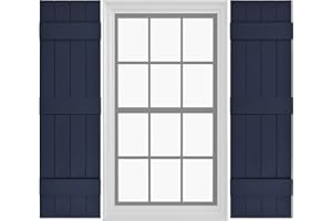 Pontiac Trail Board & Batten Vinyl Shutters (1 Pair) | 14.5"x55" (4-Board) - Navy Night Sky | Exterior Window Shutters | Includes Mounting Hardware | Simple Installation | Made in USA